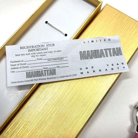 Manhattan By Croton Ladies Analog Watch Silver Steel/Pink Leather CM404254 NIB - Picture 6 of 9